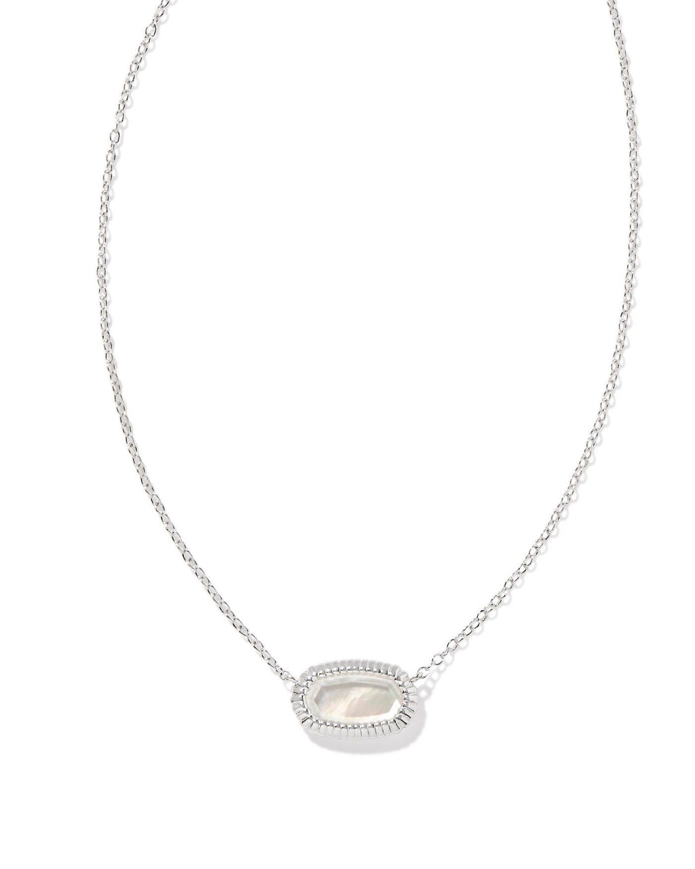 Kendra Scott Elisa Ridge Framed Necklace in Silver Ivory Mother of Pearl