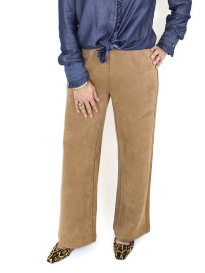 Charlie B Wide Leg Pull-On Pants - Truffle font view.