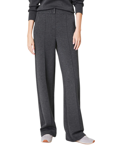 Spanx AE Brushed Straight Leg Pant - Dark Grey up close front view.