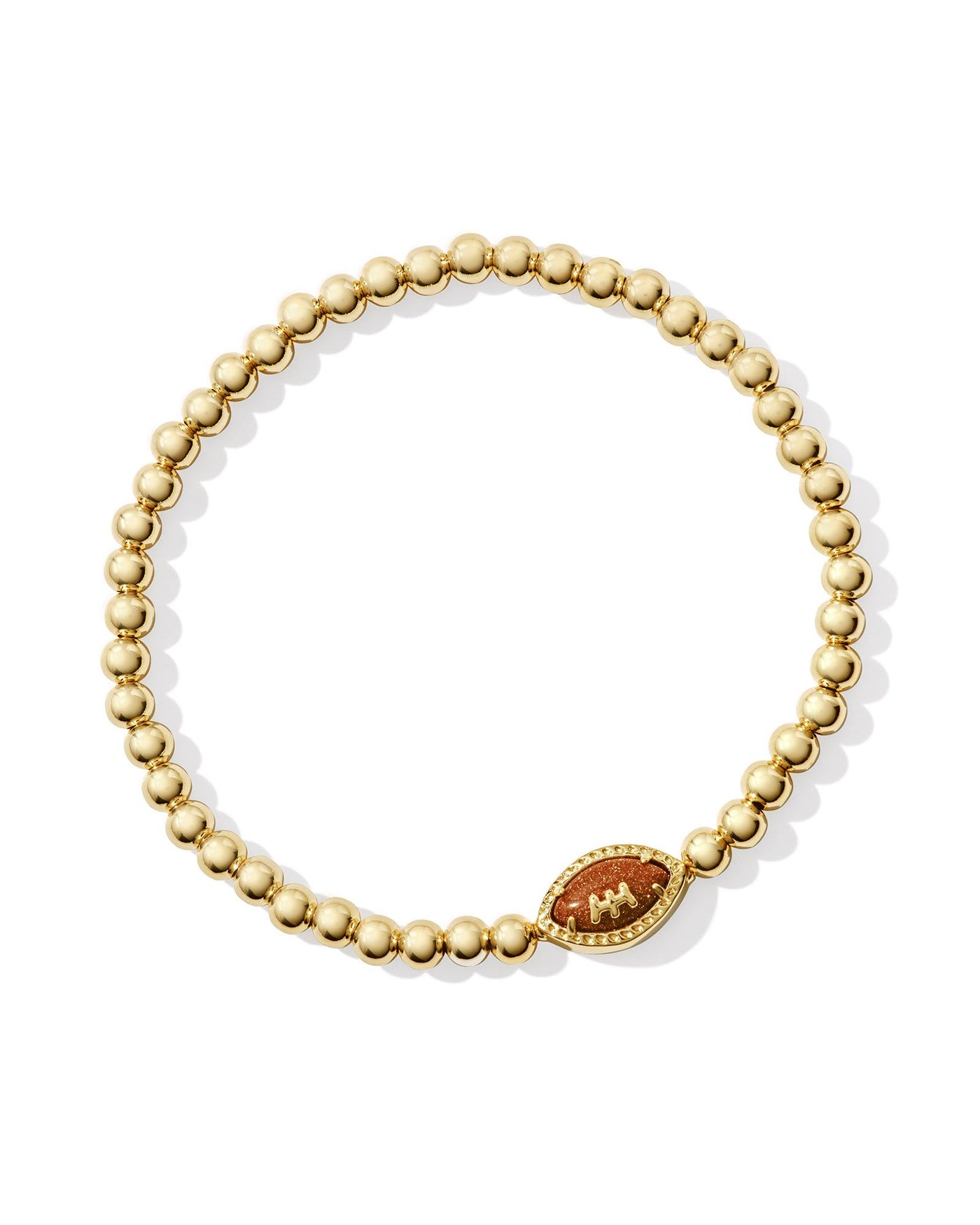 Football gold beaded stretch bracelet.