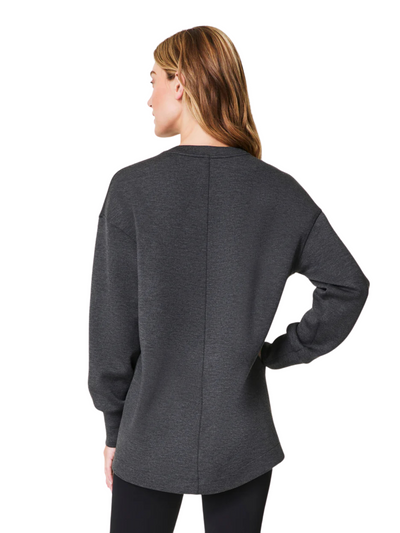 Spanx Air Essentials Brushed V-Neck Tunic - Dark Grey back view.