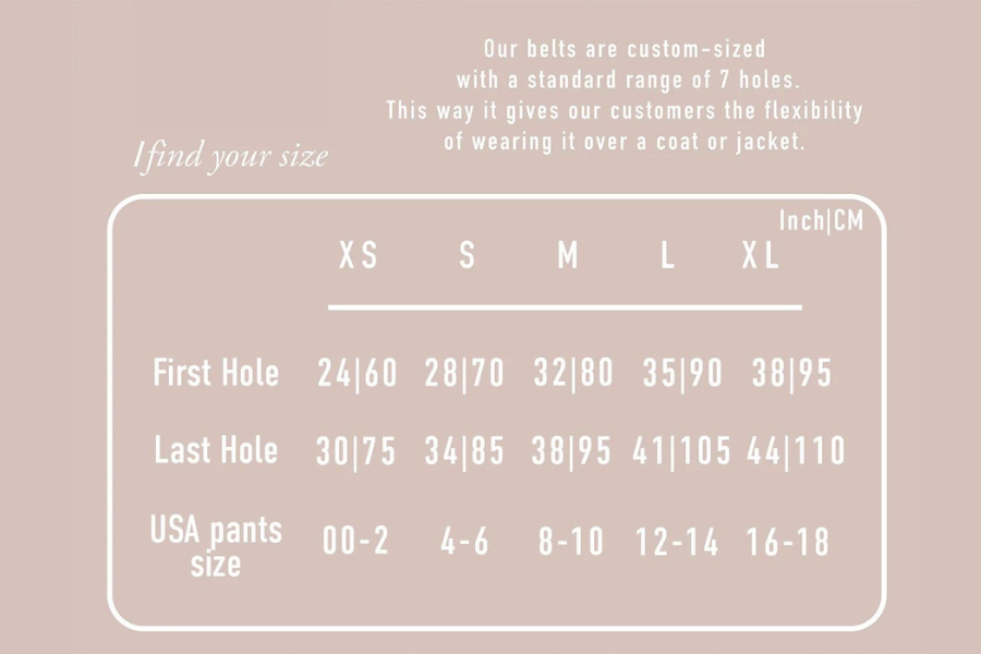 Belt sizing chart