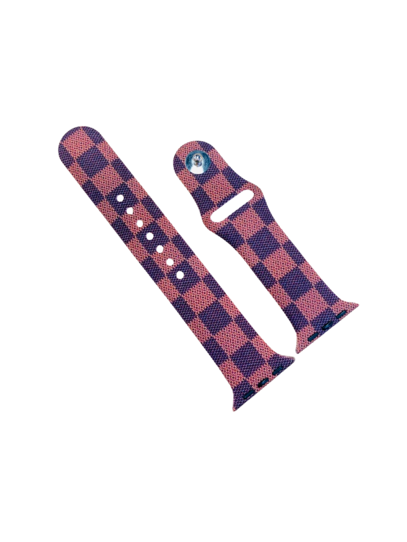 Brown Checkered Smart Watch Band on white background.