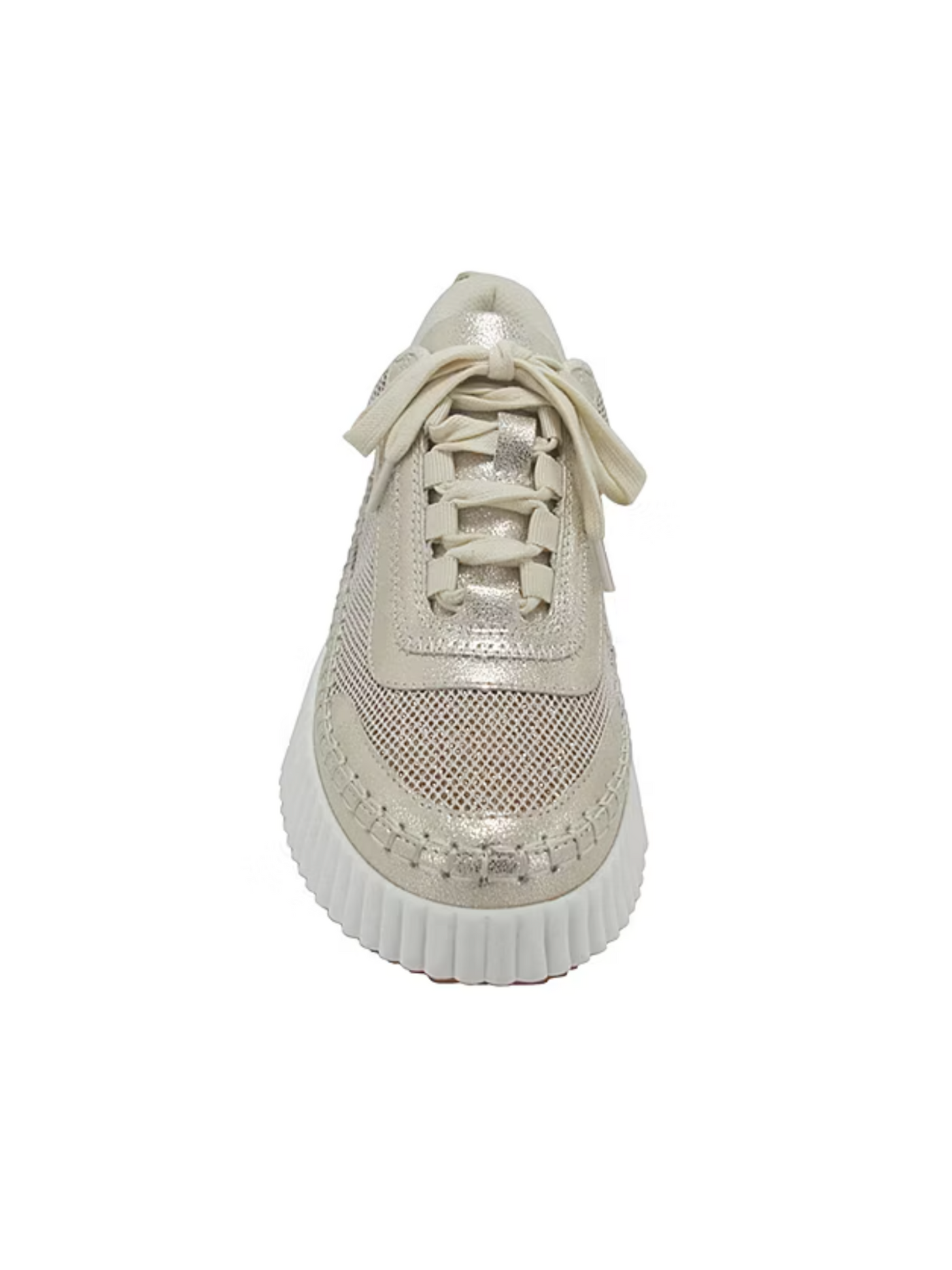 Duchess sneaker in light gold front view.