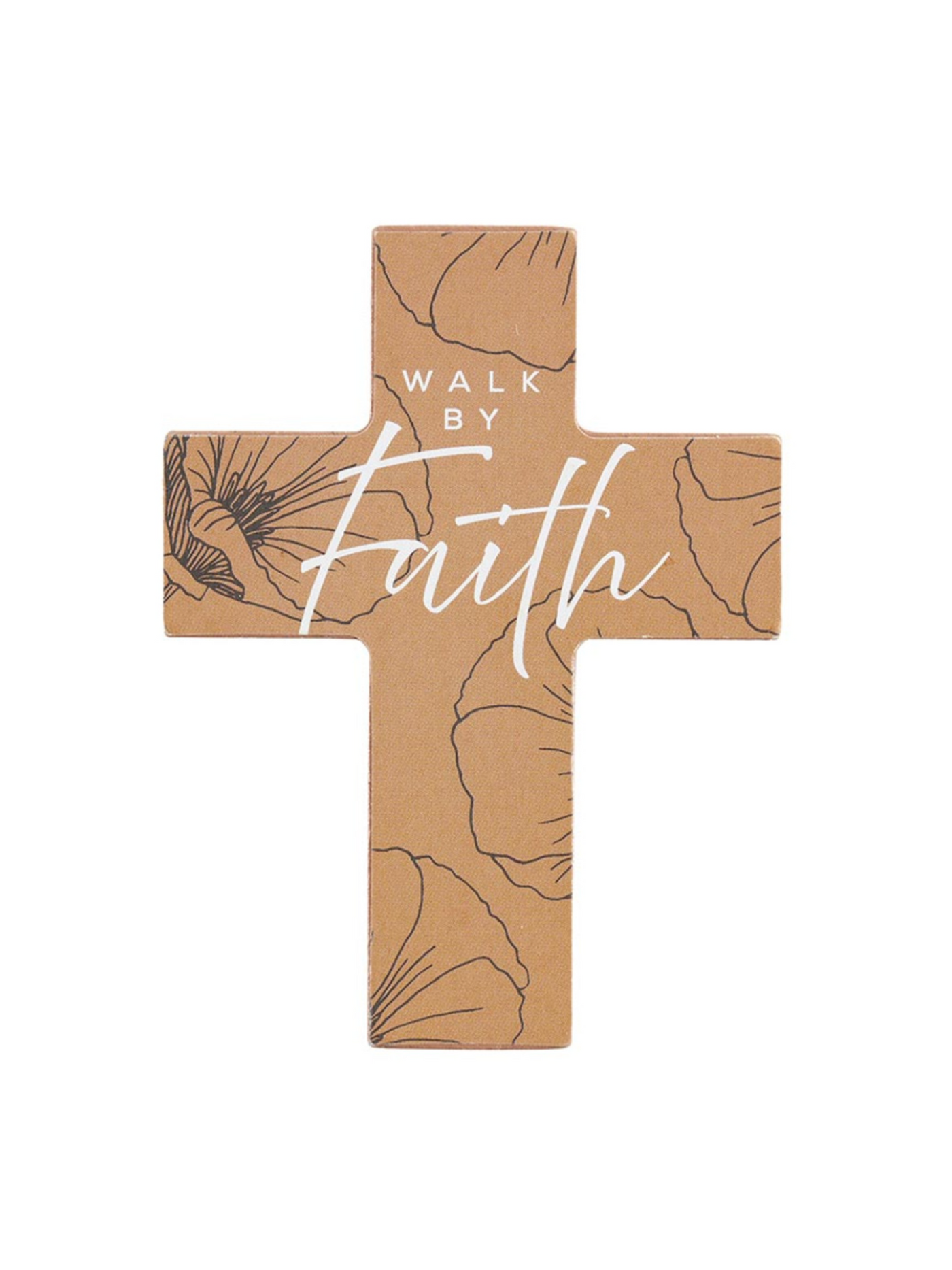 "Walk by Faith" neutral floral petite easel cross