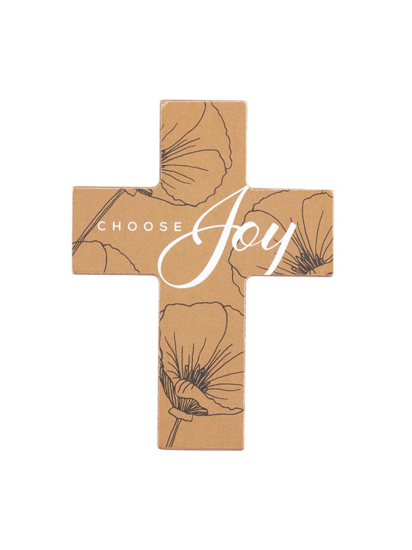 "Choose Joy" neutral floral petite easel cross.