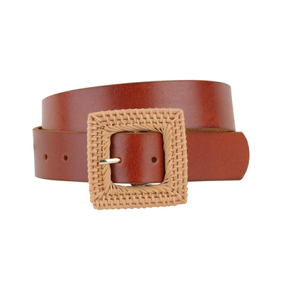 Woven Buckle Belt - Tan