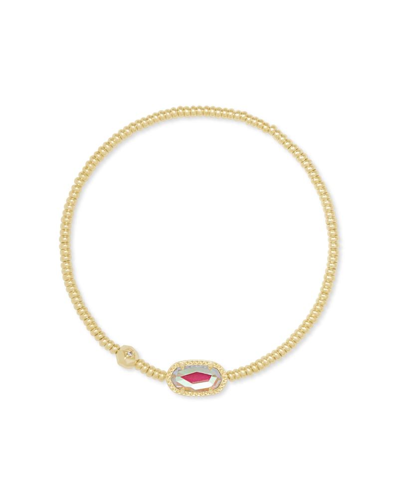 Kendra Scott Grayson Stretch Bracelet in Gold Dichroic Glass on white background.